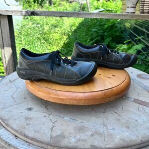 Presidio Walking Shoes Womens 9 Black Leather Wide Toe Box Comfort KEEN